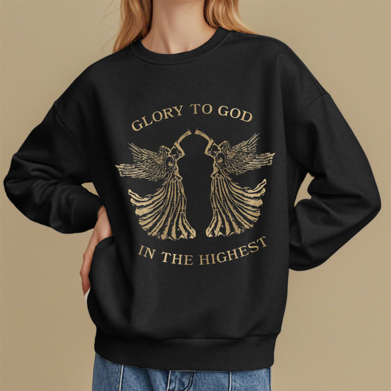 Christiandiscipleshop Classic Style Glory To God In The Highest Angel Fleece Lined Polyester Sweatshirt