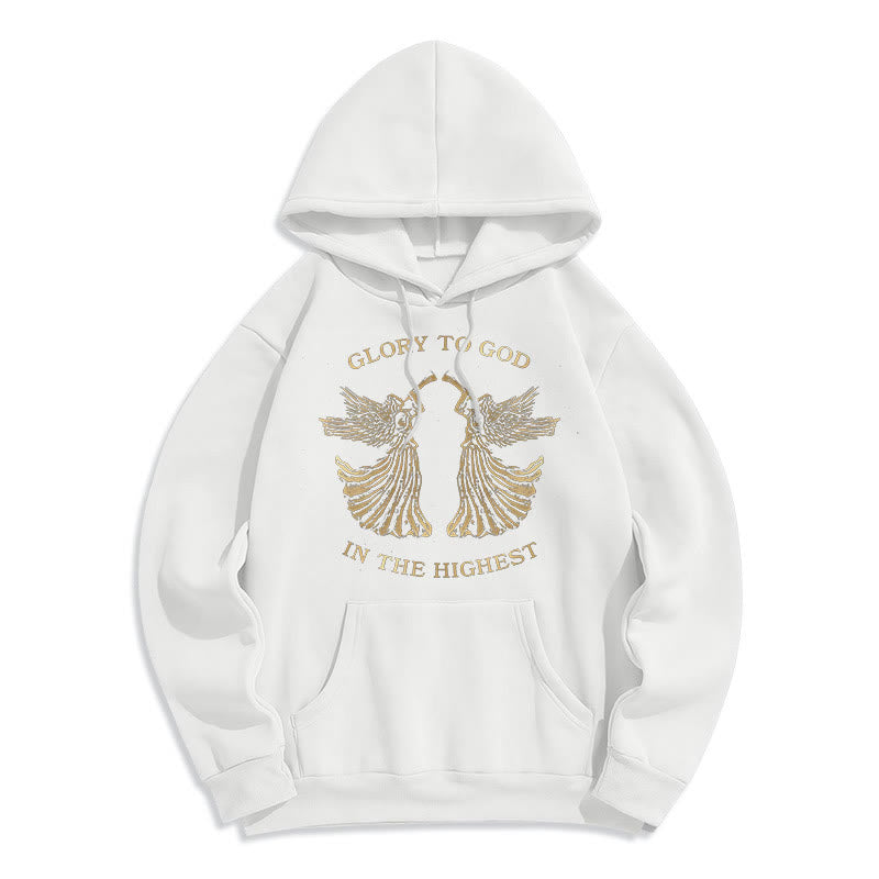 Christiandiscipleshop Classic Style Glory To God In The Highest Angel Fleece Lined Polyester Hoodie