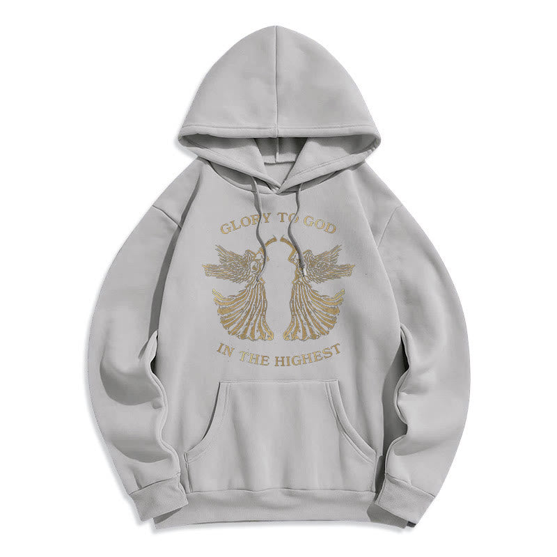 Christiandiscipleshop Classic Style Glory To God In The Highest Angel Fleece Lined Polyester Hoodie