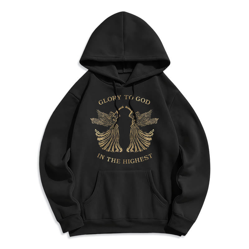 Christiandiscipleshop Classic Style Glory To God In The Highest Angel Fleece Lined Polyester Hoodie