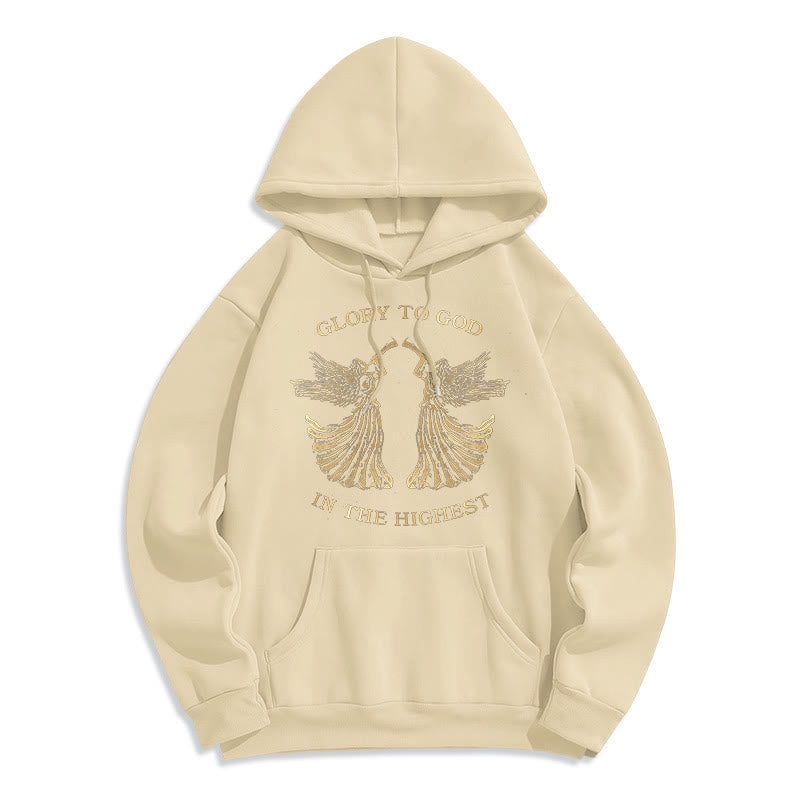 Christiandiscipleshop Classic Style Glory To God In The Highest Angel Fleece Lined Polyester Hoodie