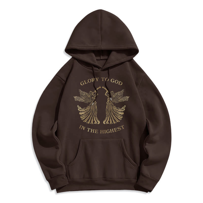 Christiandiscipleshop Classic Style Glory To God In The Highest Angel Fleece Lined Polyester Hoodie