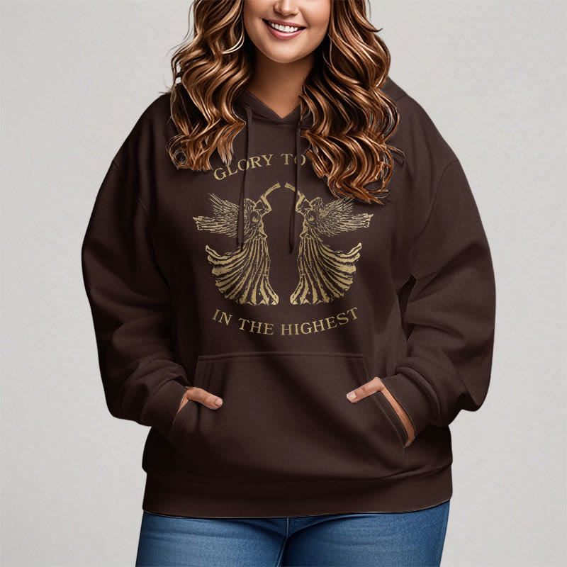 Christiandiscipleshop Classic Style Glory To God In The Highest Angel Fleece Lined Polyester Hoodie