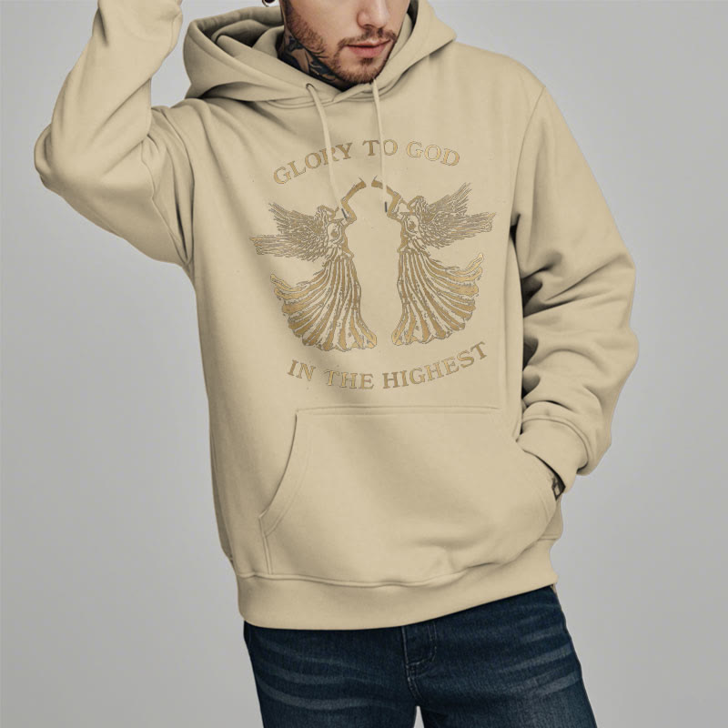 Christiandiscipleshop Classic Style Glory To God In The Highest Angel Fleece Lined Polyester Hoodie
