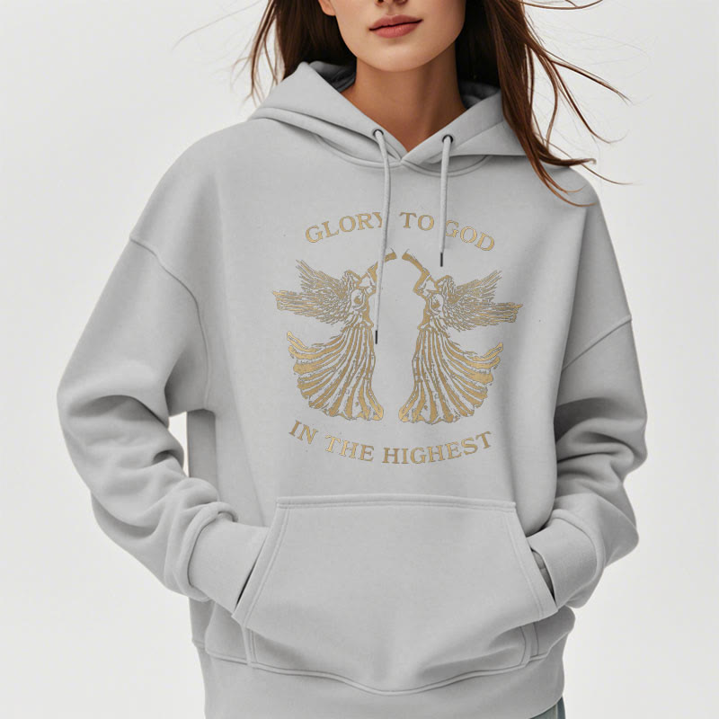 Christiandiscipleshop Classic Style Glory To God In The Highest Angel Fleece Lined Polyester Hoodie