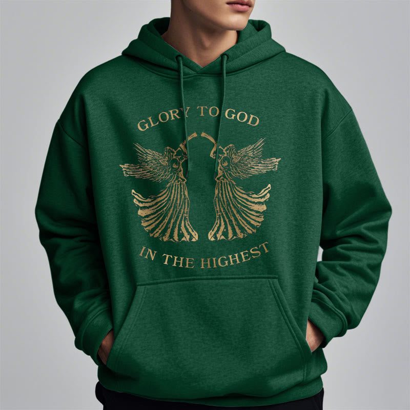 Christiandiscipleshop Classic Style Glory To God In The Highest Angel Fleece Lined Polyester Hoodie