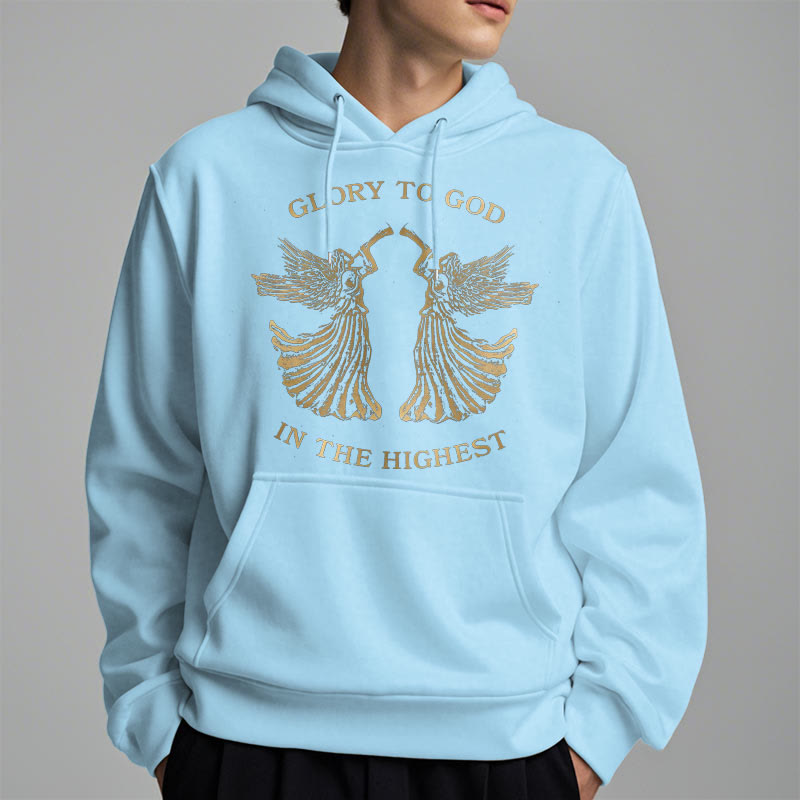 Christiandiscipleshop Classic Style Glory To God In The Highest Angel Fleece Lined Polyester Hoodie