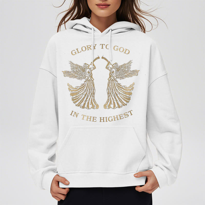 Christiandiscipleshop Classic Style Glory To God In The Highest Angel Fleece Lined Polyester Hoodie