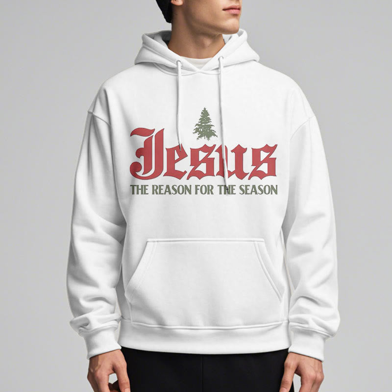 Christiandiscipleshop Quotation Style Jesus The Reason for the Season Fleece Lined Polyester Hoodie