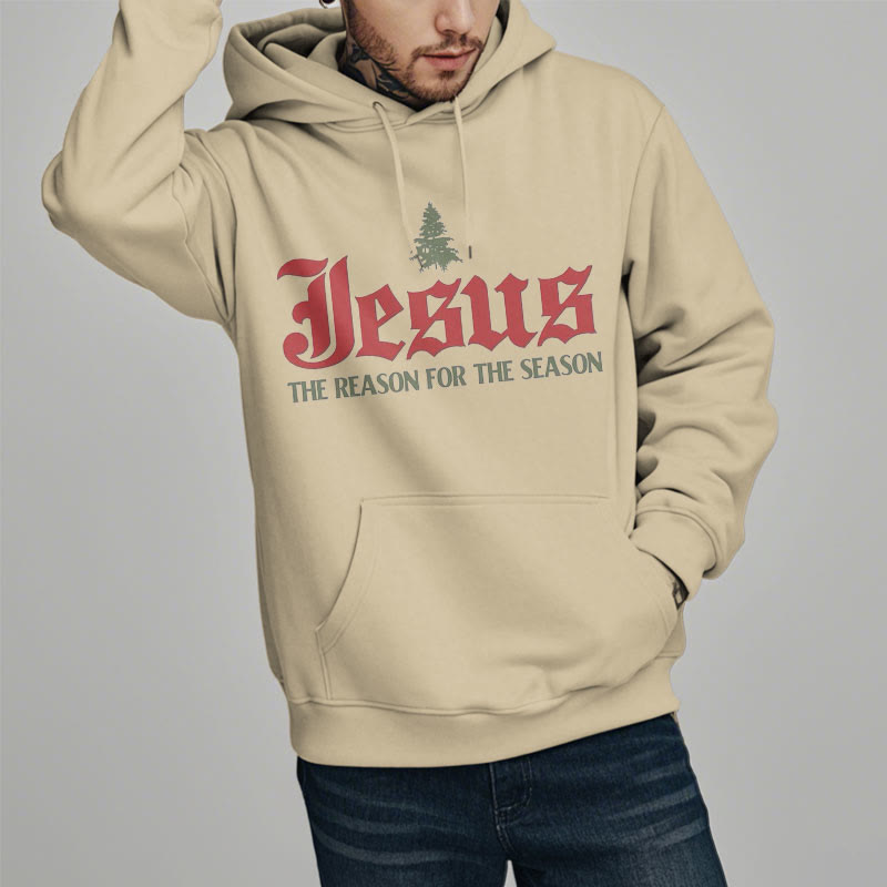 Christiandiscipleshop Quotation Style Jesus The Reason for the Season Fleece Lined Polyester Hoodie