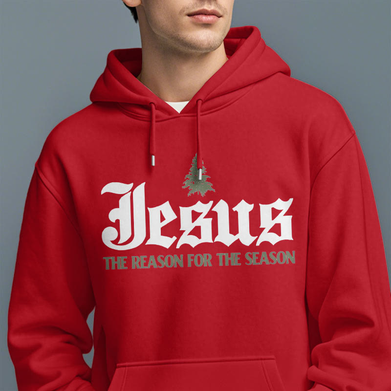 Christiandiscipleshop Quotation Style Jesus The Reason for the Season Fleece Lined Polyester Hoodie