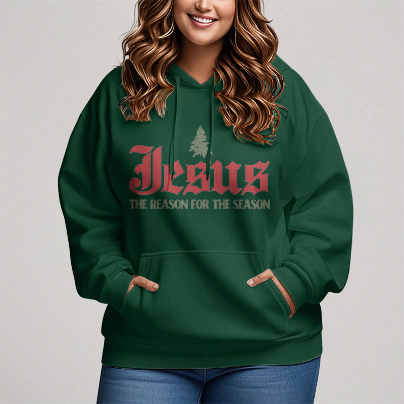 Christiandiscipleshop Quotation Style Jesus The Reason for the Season Fleece Lined Polyester Hoodie
