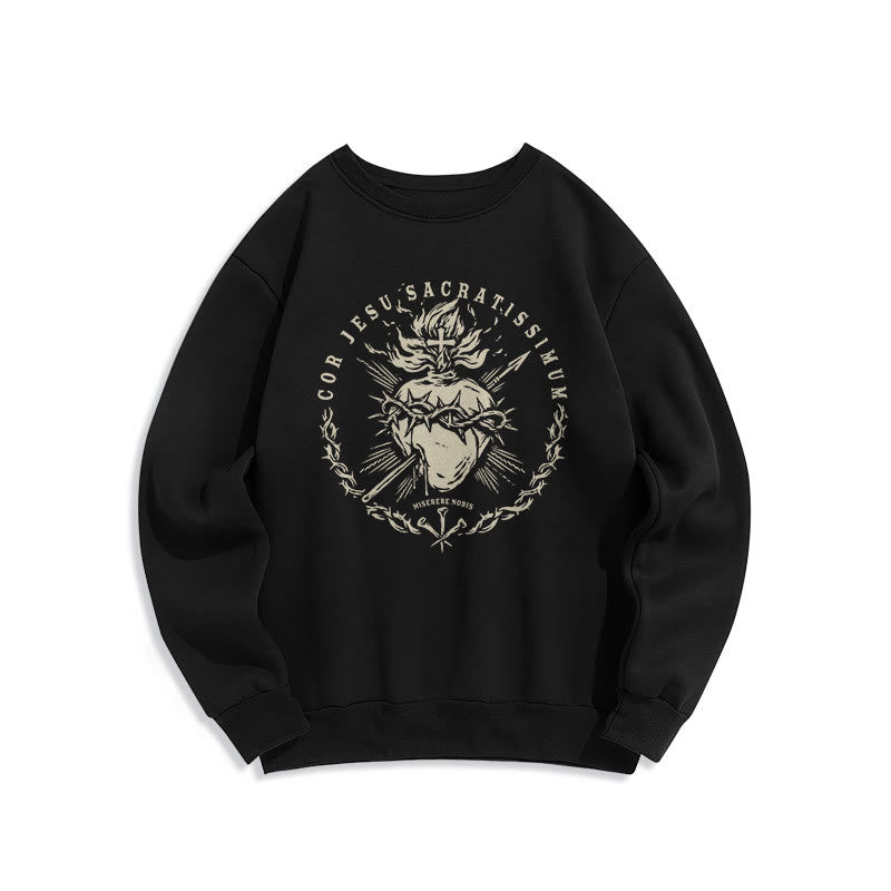 Christiandiscipleshop Classic Style Sacred Heart of Jesus Fleece Lined Polyester Sweatshirt