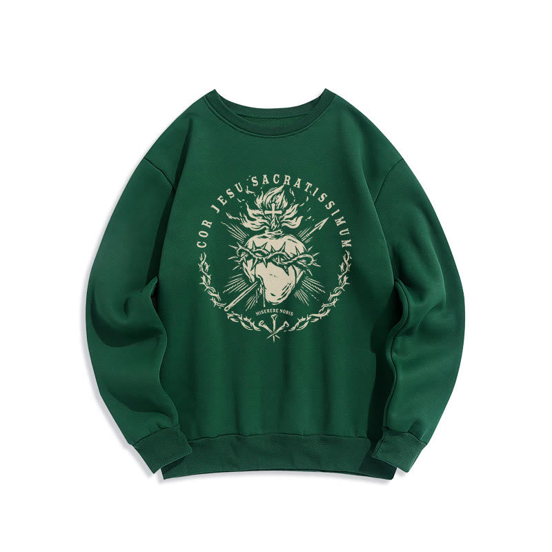 Christiandiscipleshop Classic Style Sacred Heart of Jesus Fleece Lined Polyester Sweatshirt