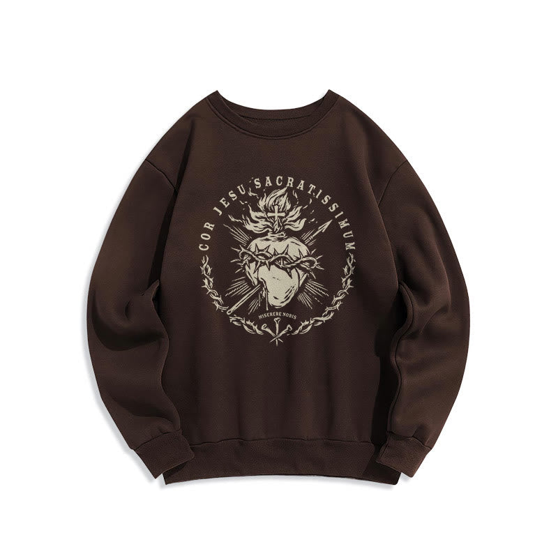 Christiandiscipleshop Classic Style Sacred Heart of Jesus Fleece Lined Polyester Sweatshirt
