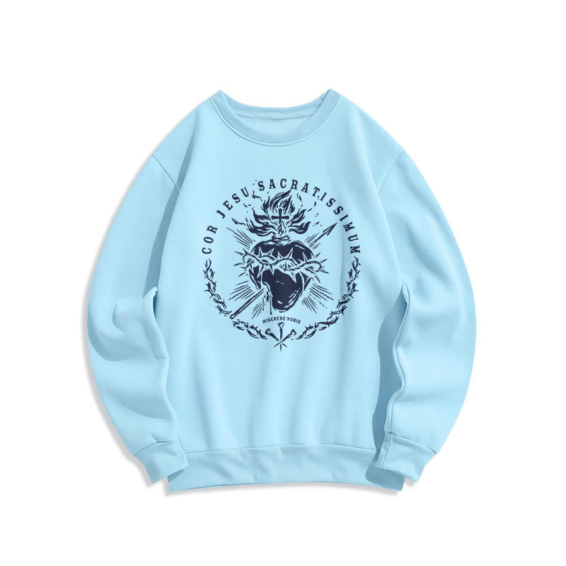 Christiandiscipleshop Classic Style Sacred Heart of Jesus Fleece Lined Polyester Sweatshirt
