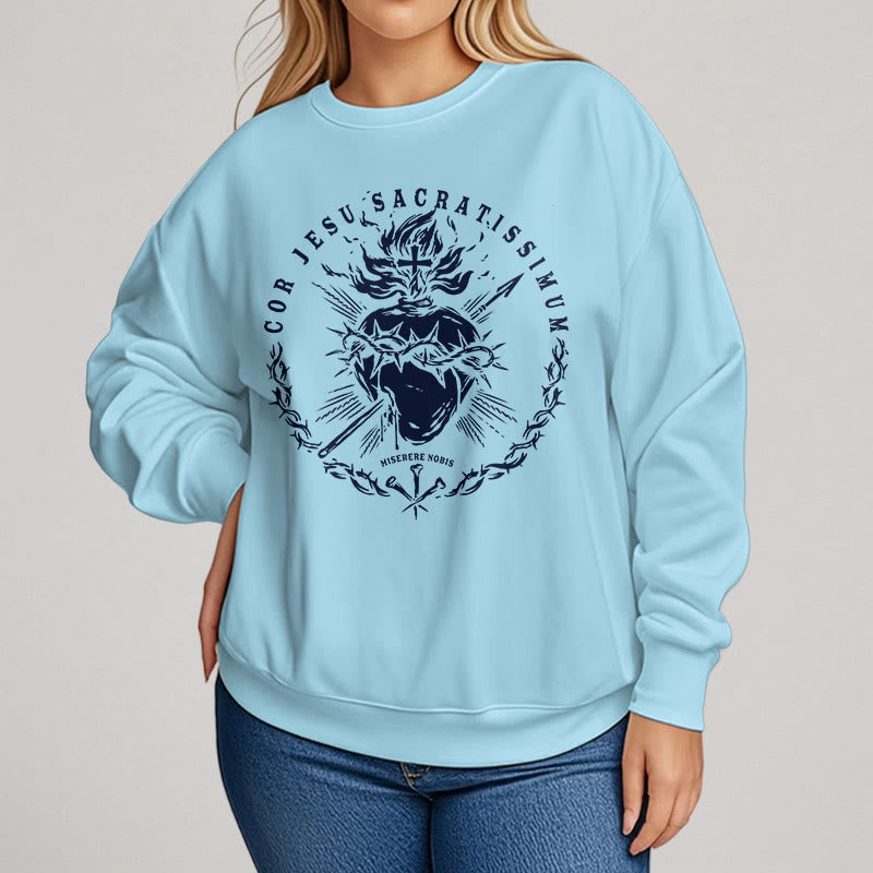 Christiandiscipleshop Classic Style Sacred Heart of Jesus Fleece Lined Polyester Sweatshirt