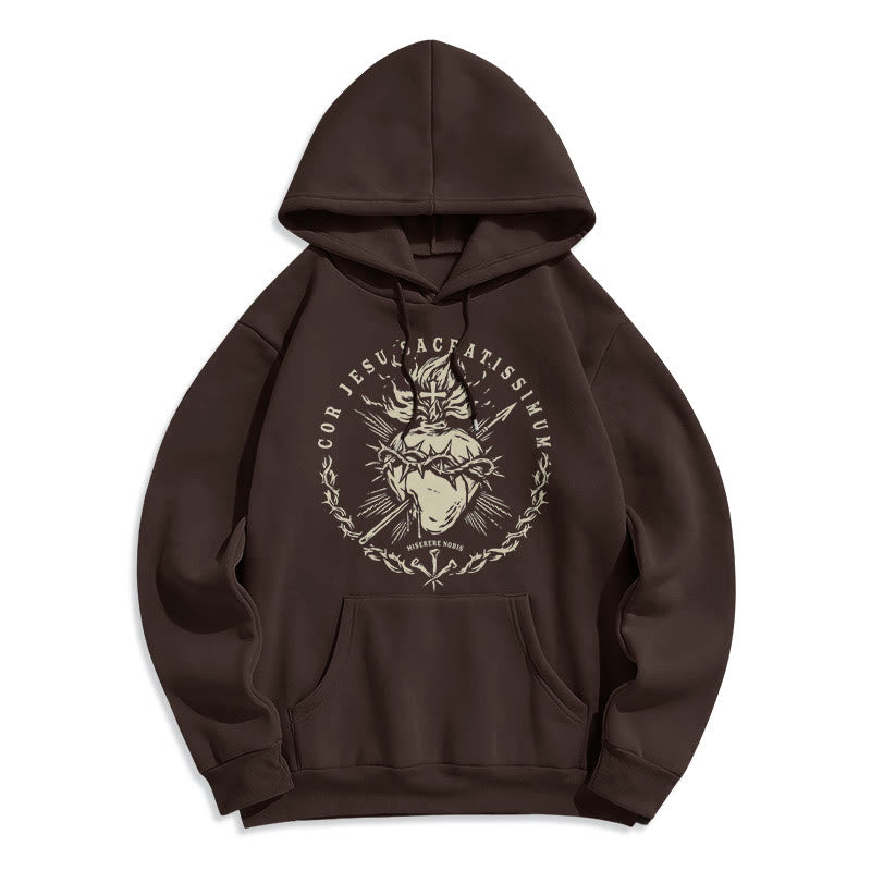 Christiandiscipleshop Classic Style Sacred Heart of Jesus Fleece Lined Polyester Hoodie