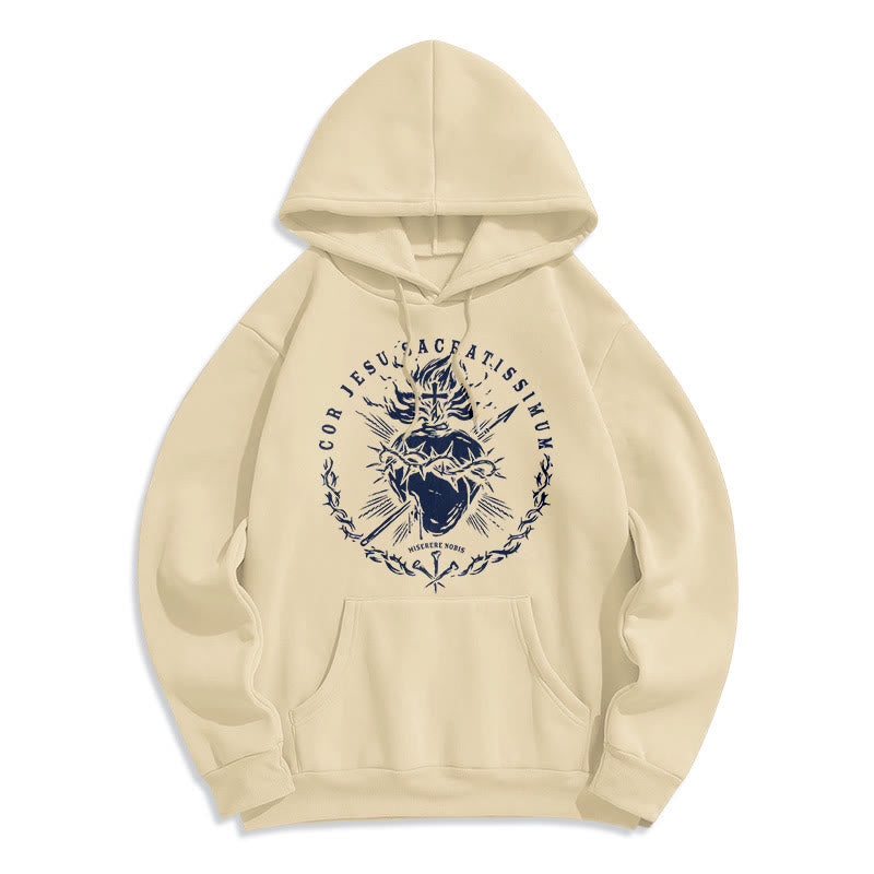 Christiandiscipleshop Classic Style Sacred Heart of Jesus Fleece Lined Polyester Hoodie