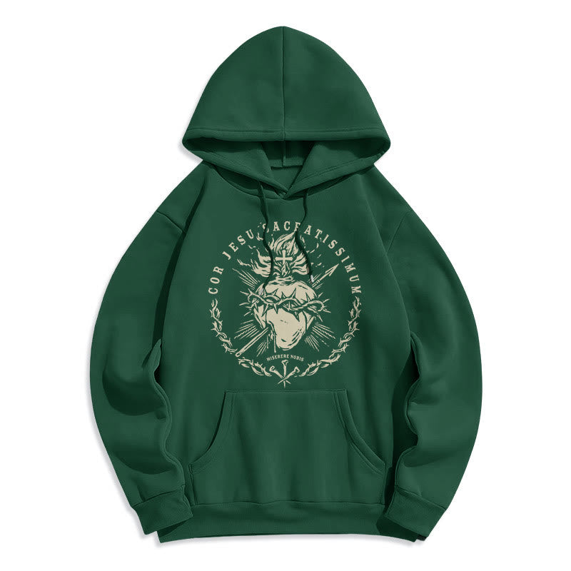 Christiandiscipleshop Classic Style Sacred Heart of Jesus Fleece Lined Polyester Hoodie