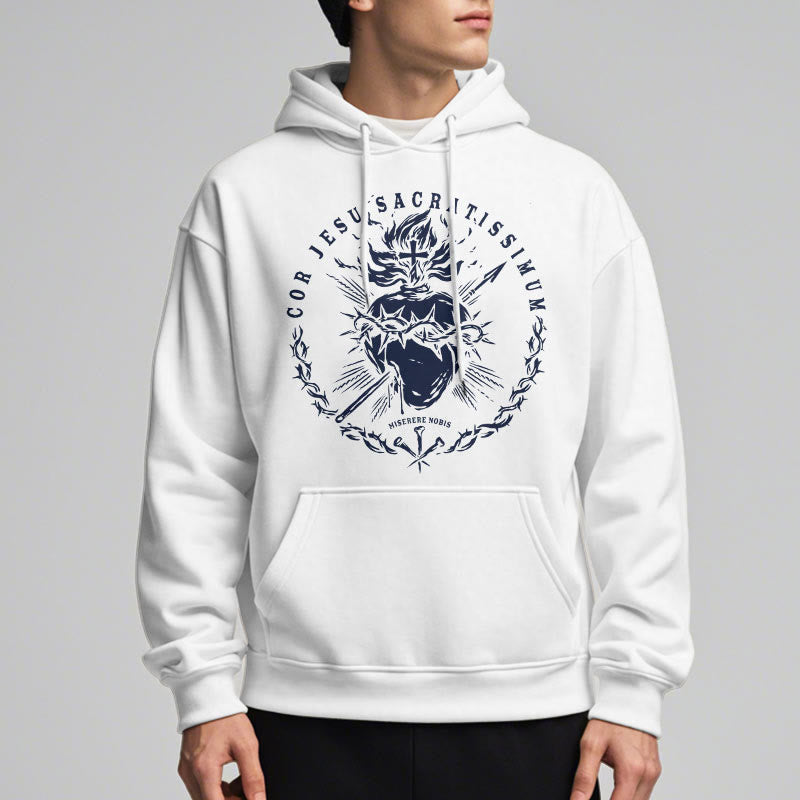 Christiandiscipleshop Classic Style Sacred Heart of Jesus Fleece Lined Polyester Hoodie