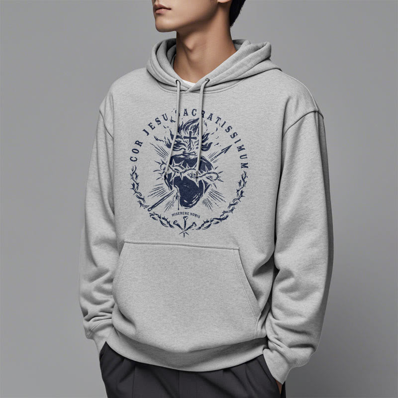 Christiandiscipleshop Classic Style Sacred Heart of Jesus Fleece Lined Polyester Hoodie