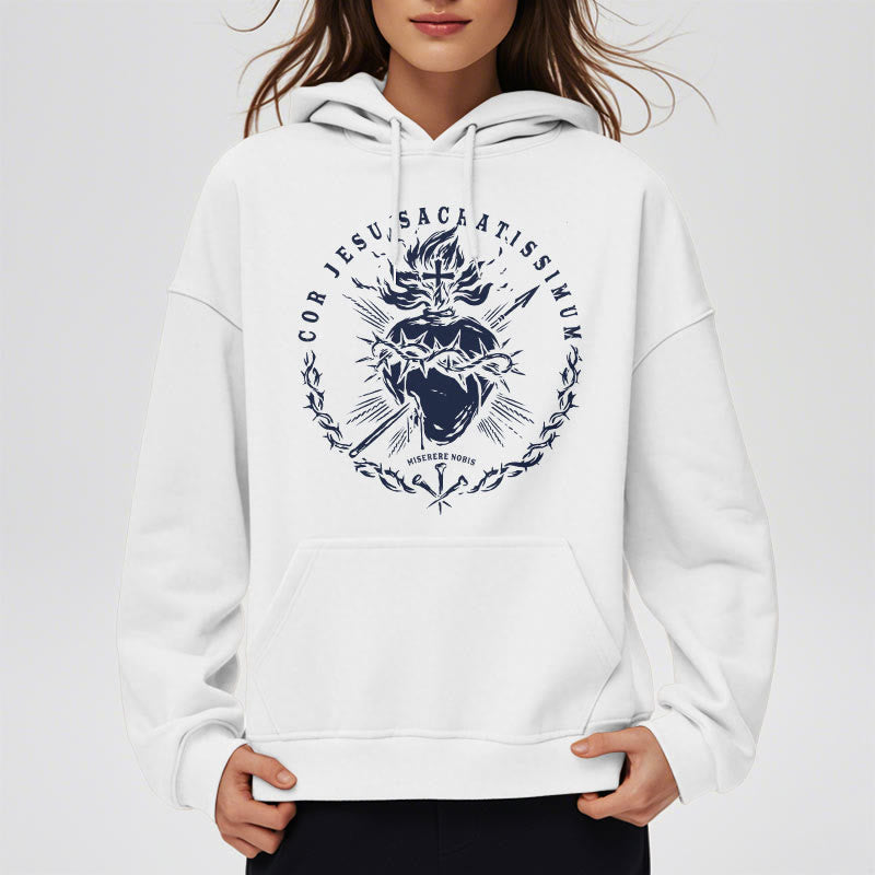 Christiandiscipleshop Classic Style Sacred Heart of Jesus Fleece Lined Polyester Hoodie