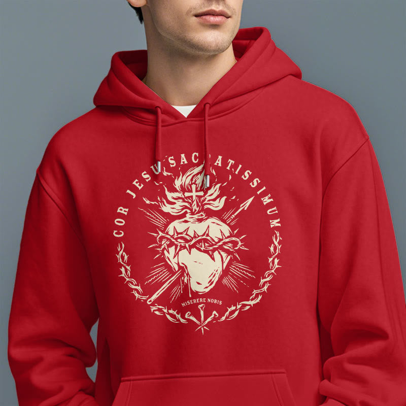 Christiandiscipleshop Classic Style Sacred Heart of Jesus Fleece Lined Polyester Hoodie