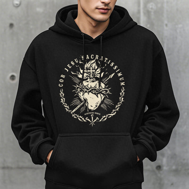 Christiandiscipleshop Classic Style Sacred Heart of Jesus Fleece Lined Polyester Hoodie