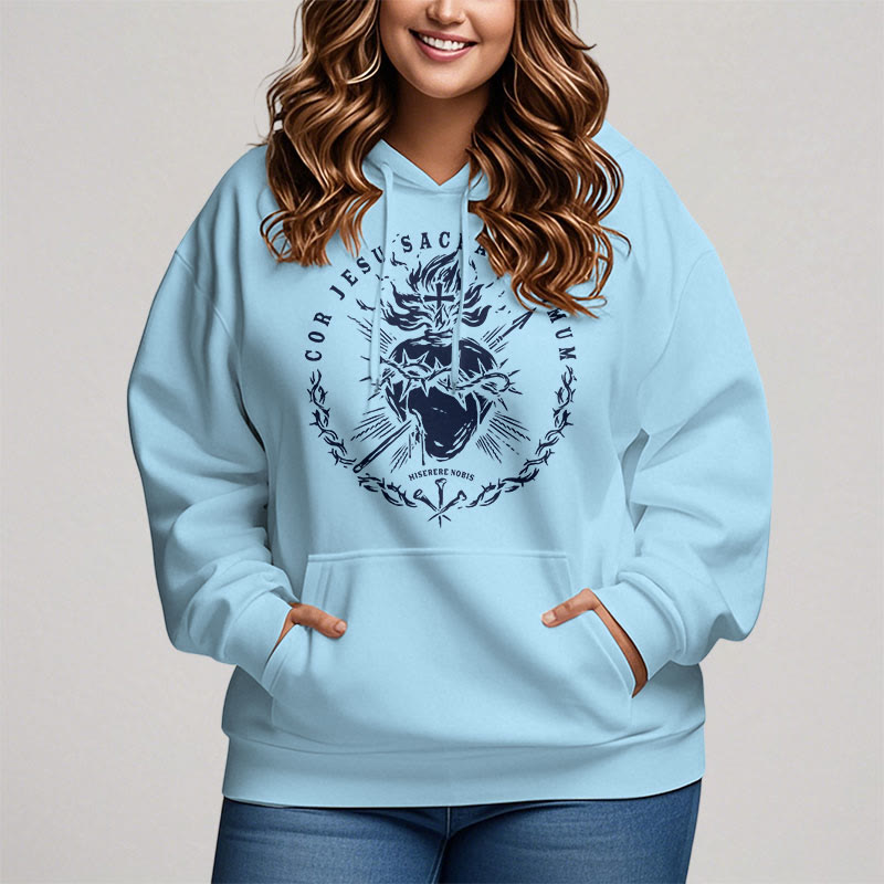 Christiandiscipleshop Classic Style Sacred Heart of Jesus Fleece Lined Polyester Hoodie
