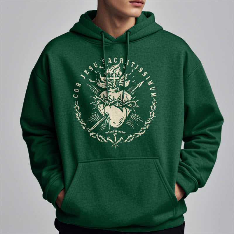 Christiandiscipleshop Classic Style Sacred Heart of Jesus Fleece Lined Polyester Hoodie