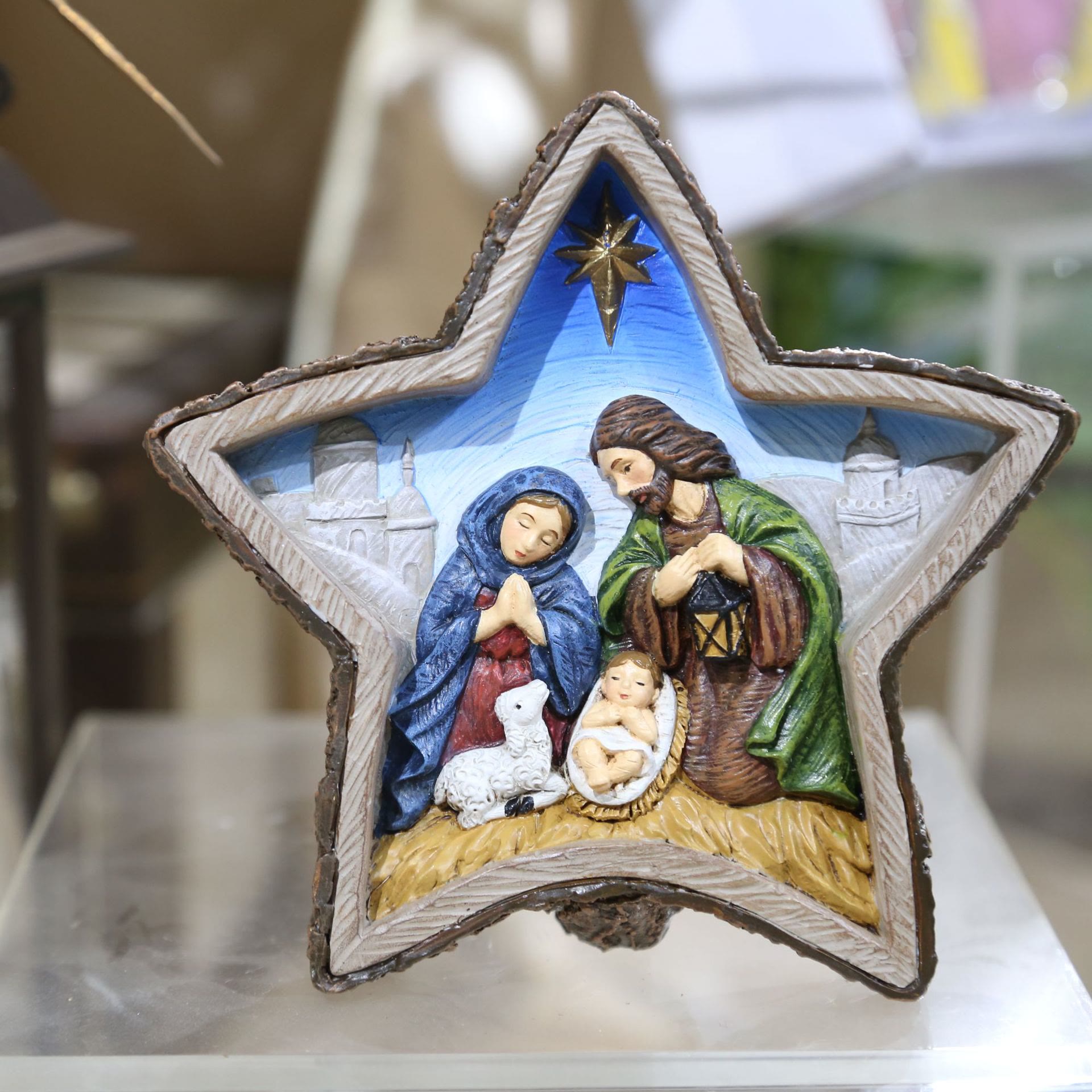 Christiandiscipleshop Classic Style Crafted Star-Shaped Nativity Scene Desktop Decorations Ornament