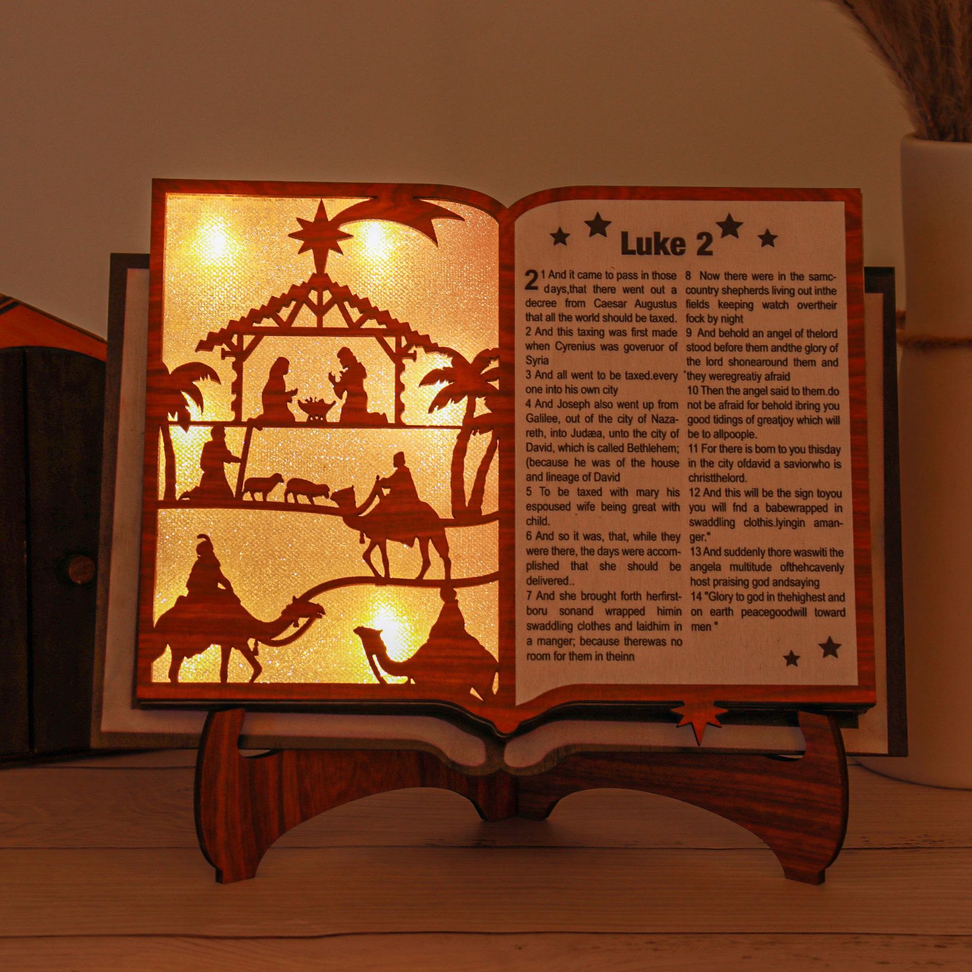 Christiandiscipleshop Classic Style Illuminated Nativity Scene Storybook Desktop Decorations Ornament