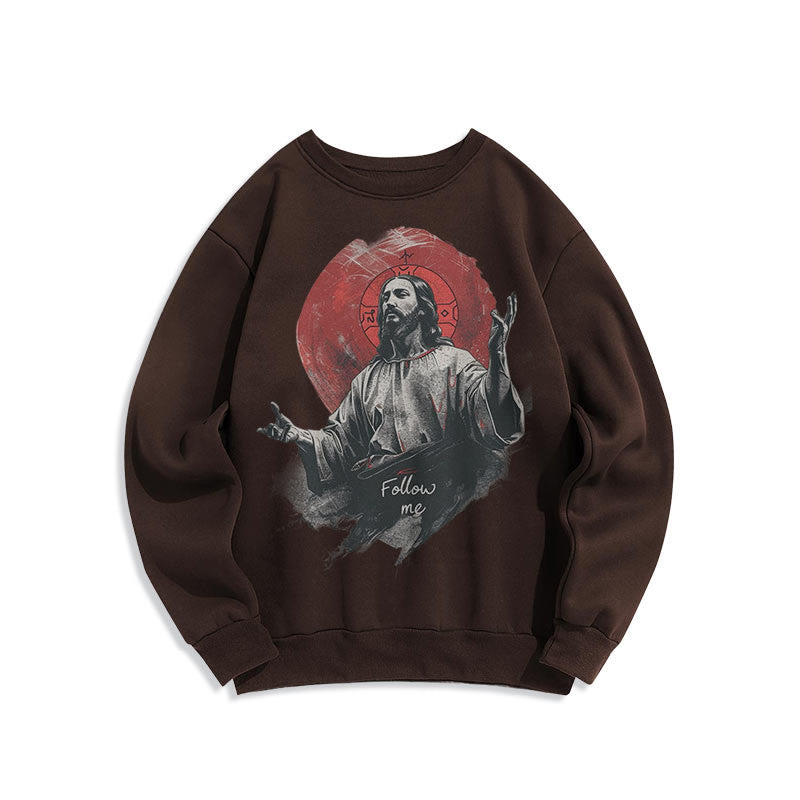 Christiandiscipleshop Classic Style Jesus Halo Follow Me Fleece Lined Polyester Sweatshirt