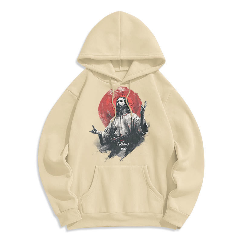 Christiandiscipleshop Classic Style Jesus Halo Follow Me Fleece Lined Polyester Hoodie