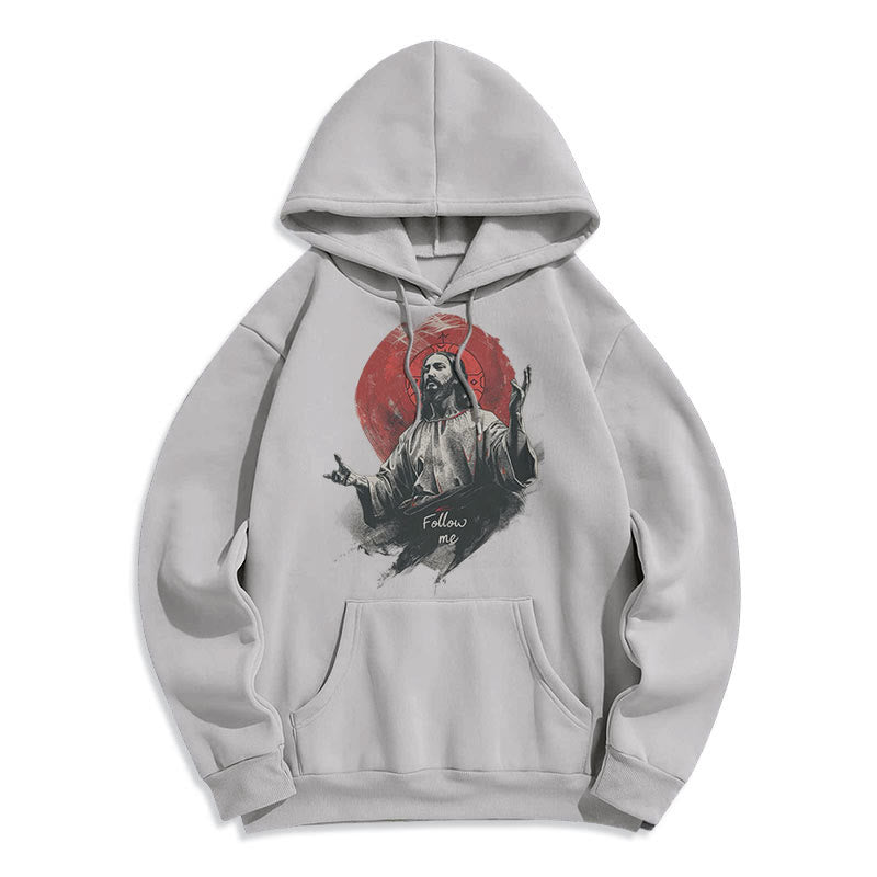 Christiandiscipleshop Classic Style Jesus Halo Follow Me Fleece Lined Polyester Hoodie