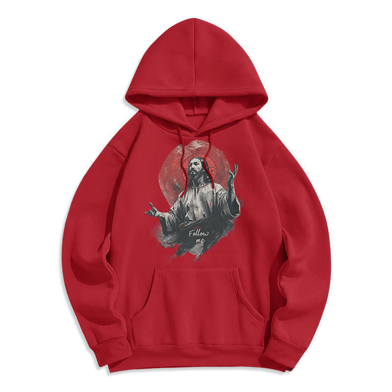 Christiandiscipleshop Classic Style Jesus Halo Follow Me Fleece Lined Polyester Hoodie