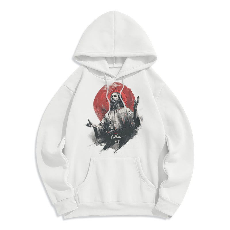 Christiandiscipleshop Classic Style Jesus Halo Follow Me Fleece Lined Polyester Hoodie