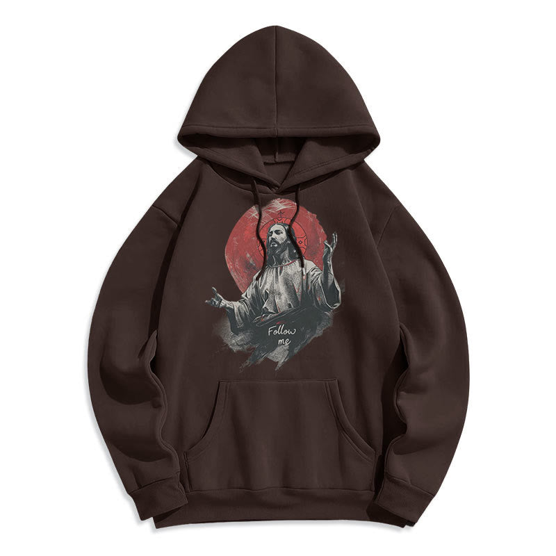 Christiandiscipleshop Classic Style Jesus Halo Follow Me Fleece Lined Polyester Hoodie