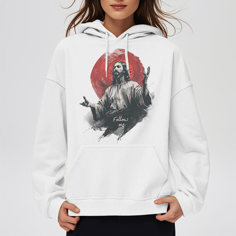 Christiandiscipleshop Classic Style Jesus Halo Follow Me Fleece Lined Polyester Hoodie