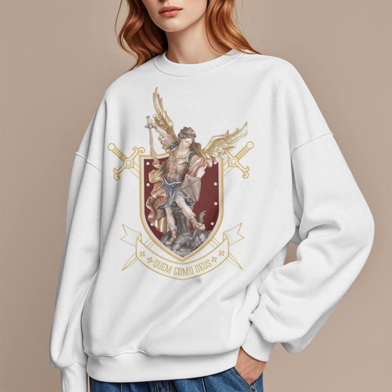 Christiandiscipleshop Classic Style Saint Michael the Archangel Fleece Lined Polyester Sweatshirt
