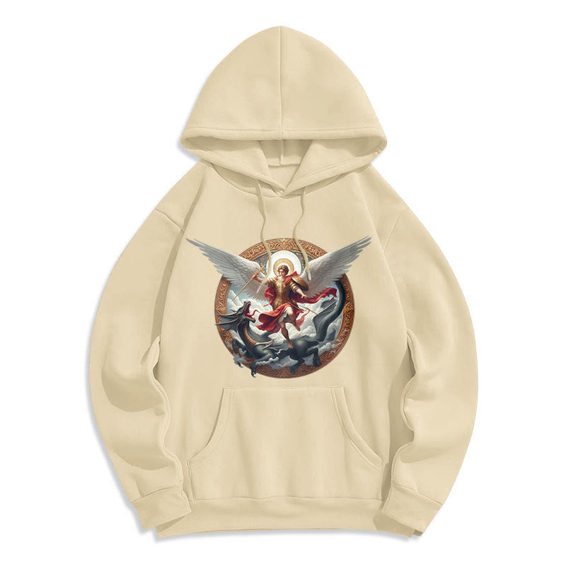 Christianartworkshop Classic Colored Style Triumph of Archangel Michael Fleece Lined Polyester Hoodie