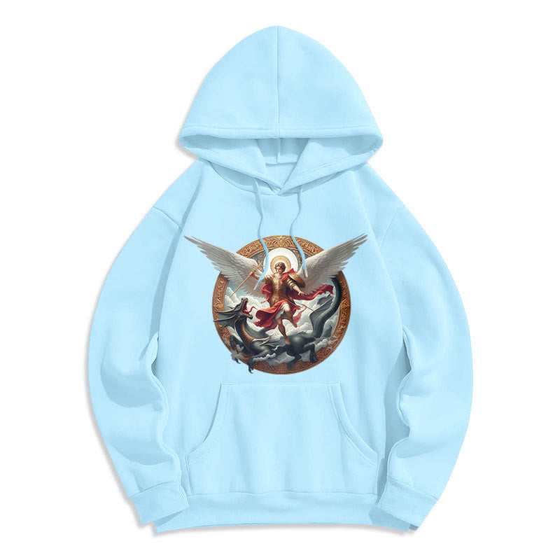 Christianartworkshop Classic Colored Style Triumph of Archangel Michael Fleece Lined Polyester Hoodie
