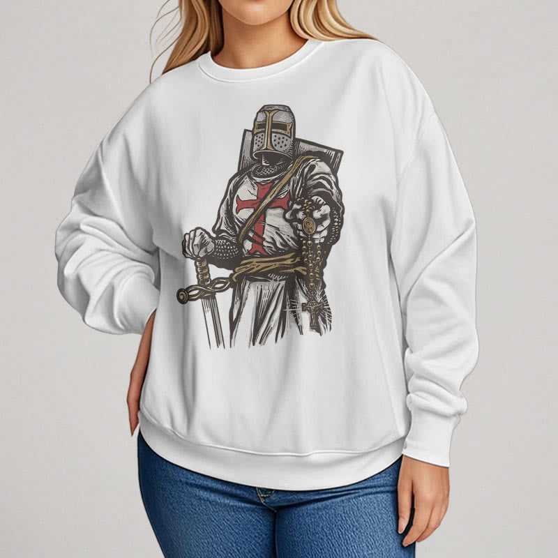 christiandiscipleshop Modern Style Crusader's Valor and Faith Fleece Lined Polyester Sweatshirt