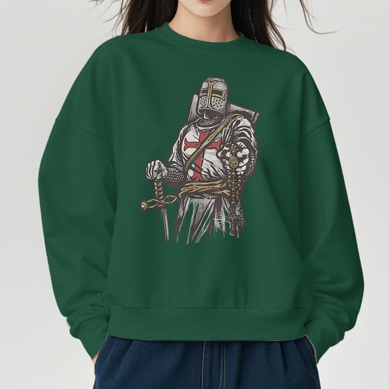 christiandiscipleshop Modern Style Crusader's Valor and Faith Fleece Lined Polyester Sweatshirt