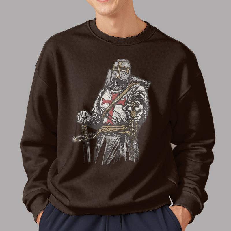 christiandiscipleshop Modern Style Crusader's Valor and Faith Fleece Lined Polyester Sweatshirt