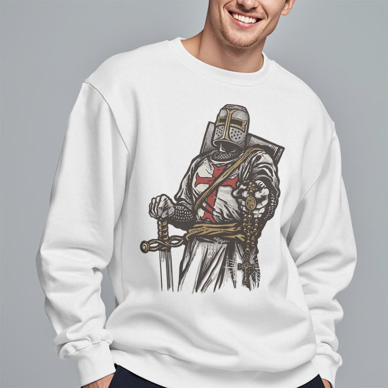 christiandiscipleshop Modern Style Crusader's Valor and Faith Fleece Lined Polyester Sweatshirt