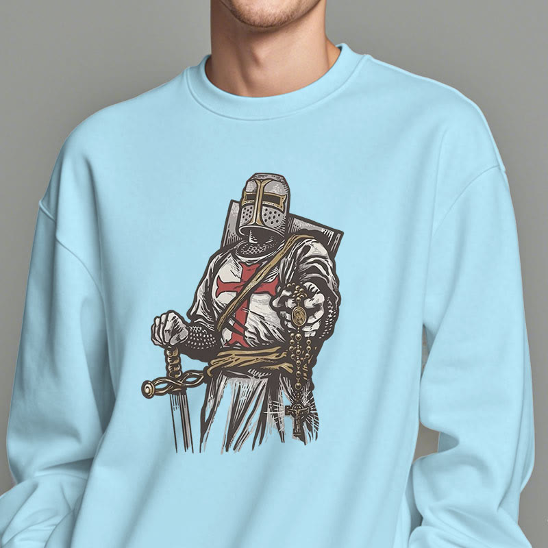 christiandiscipleshop Modern Style Crusader's Valor and Faith Fleece Lined Polyester Sweatshirt