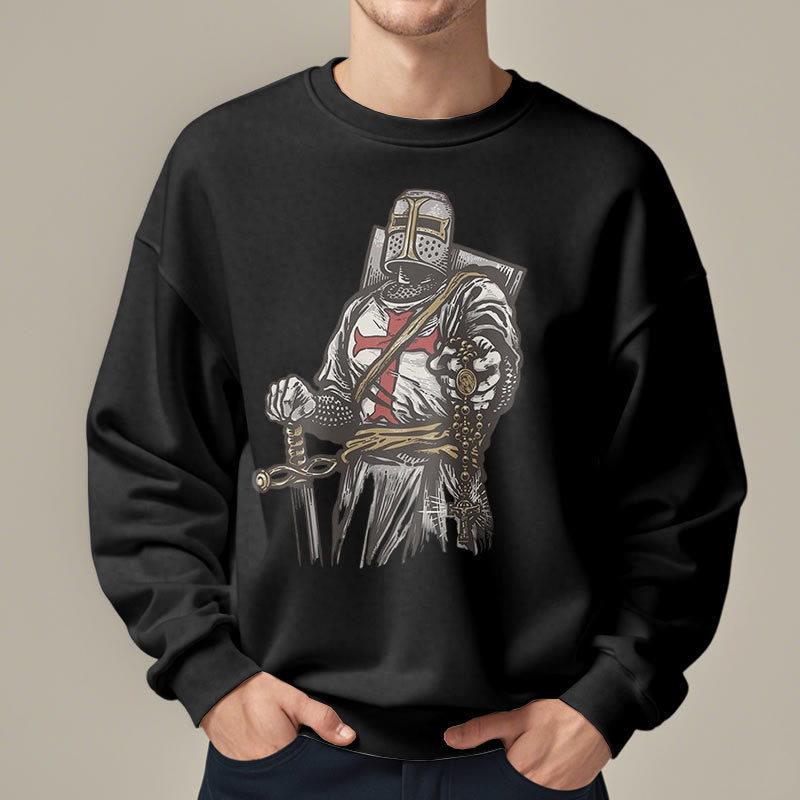 christiandiscipleshop Modern Style Crusader's Valor and Faith Fleece Lined Polyester Sweatshirt