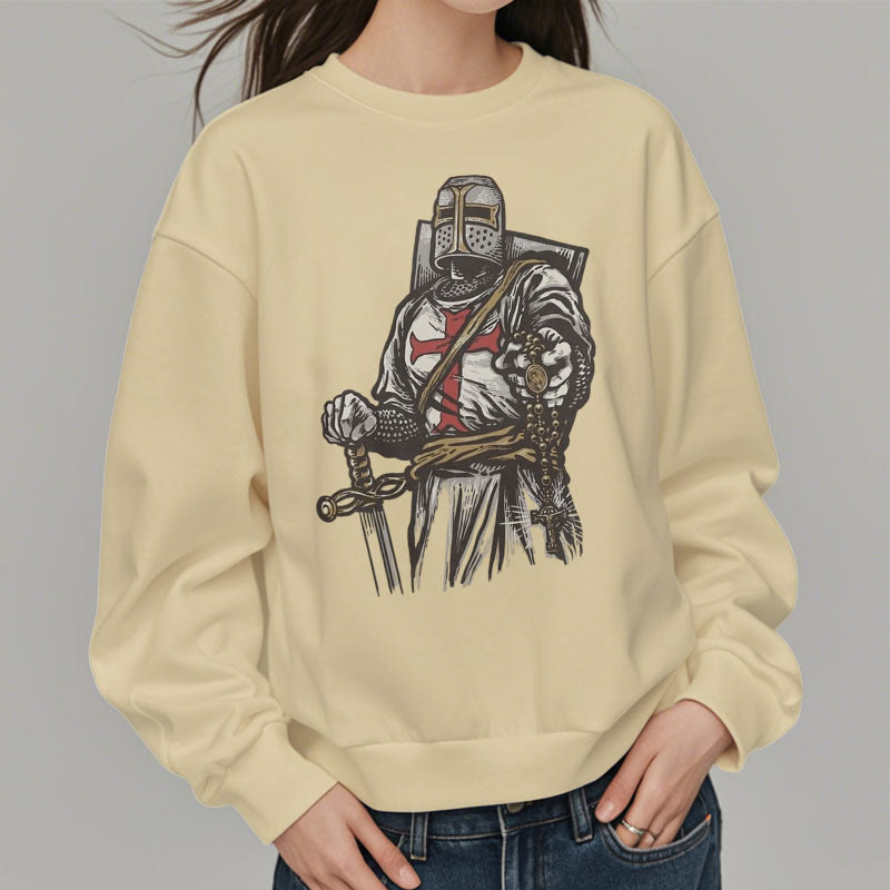 christiandiscipleshop Modern Style Crusader's Valor and Faith Fleece Lined Polyester Sweatshirt